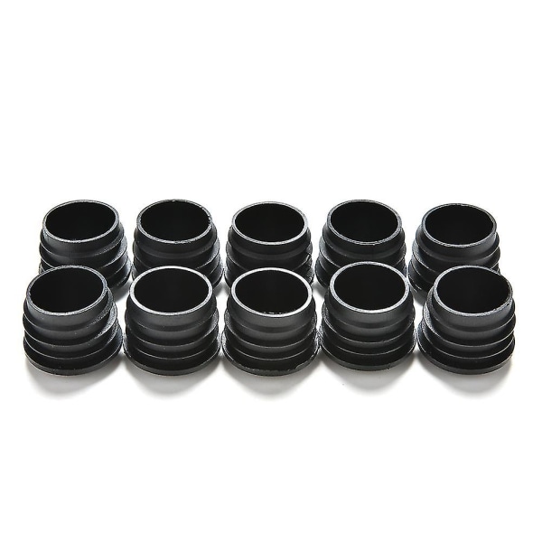 10x Svart Plast Blanking End Caps Cap Insert Plugs Bung For Rund Rør Tube Shytmv(størrelse:25mm)