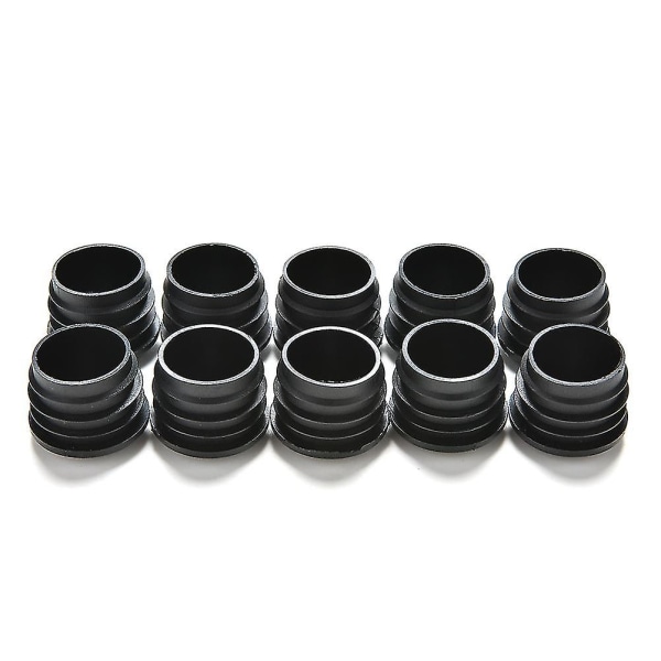 10x svarta plastavslutande ändkapslar Cap Insert Pluggar Bung För Round Pipe Tube Shytmv (storlek: 25 mm)
