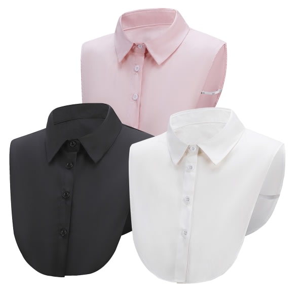 2-delt sort falsk krave aftagelig halvskjorte for damer