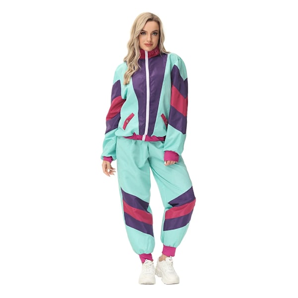 80-tals 90-tals Hippie Disco Cosplay Kostym Outfit Toppar Byxor Sportkläder Retro Hip Hop Jumpsuit Kvinna Halloween Karneval Maskeraddräkt F F M