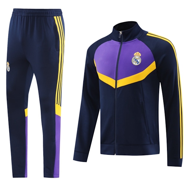 2425 uusi Real Madrid jalkapallopuku pitkillä hihoilla, aikuisten huppari, pitkä vetoketju, syksy- ja talvitakki treenisetti violetti purple XL