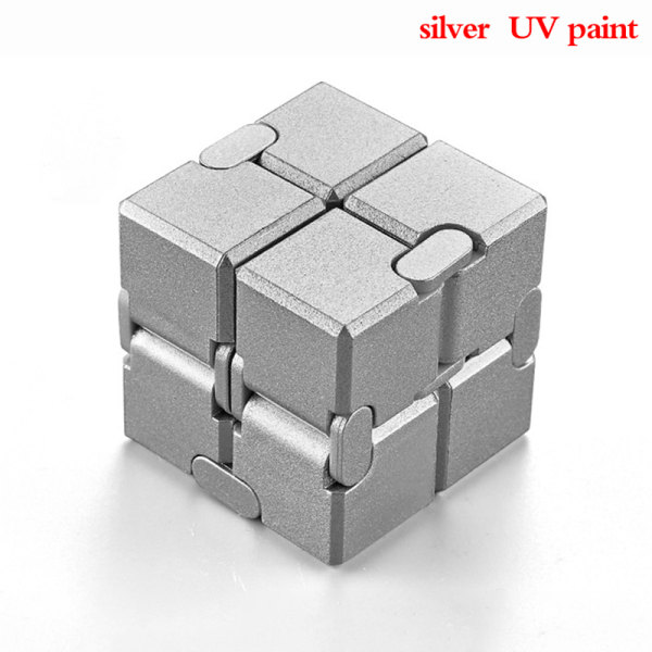 Dekompressionslegetøj Premium Metal Infinity Cube Bærbar Sort silver