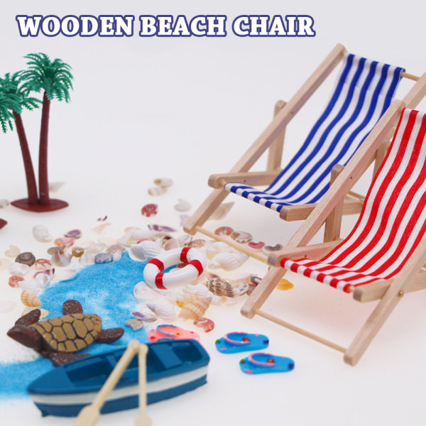 14. Dockhus Mini Beach Set Micro Landscape Summer Shell Sun Bumbershoot Trä Beach Chair Ziplock Bag