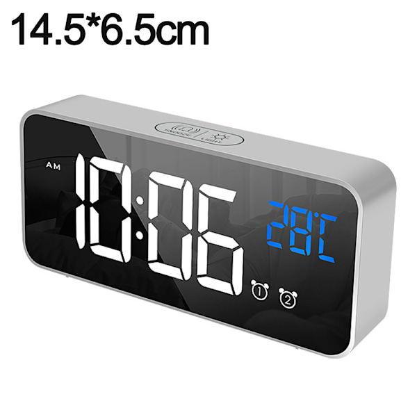 Digital väckarklocka, LED-spegel elektronisk klocka, skrivbordsklocka