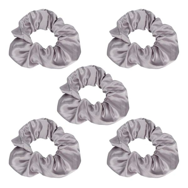 5 stk. Light Up Scrunchies - Lysende grå sateng elastisk Glow In The Dark Hår Scrunchy for kvinner