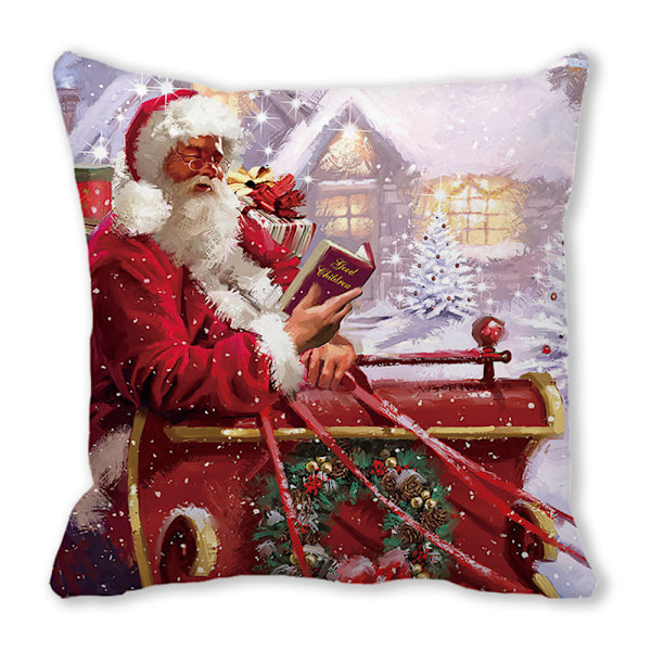Jul Kuddfodral 45x45cm Dekorativt Kuddfodral Vinter Jul Dekorationer För Hem Trä Hjort Soffa C