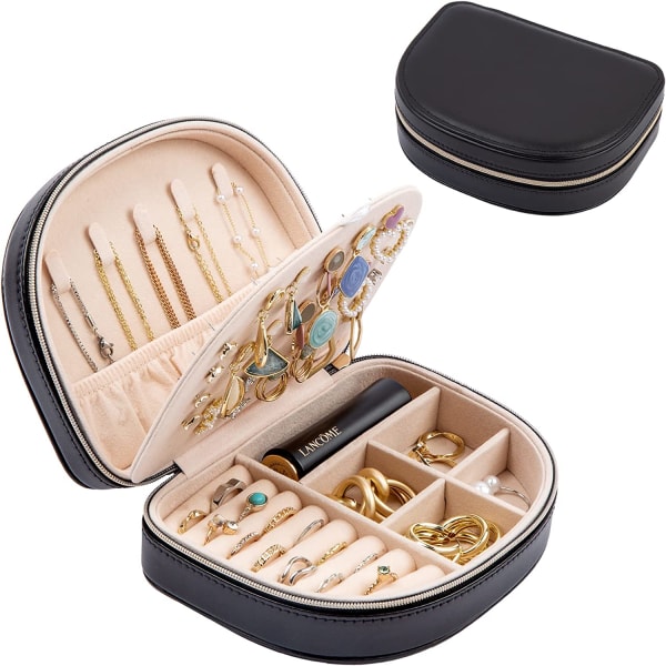 Travel Jewelry Box for Rings, Earrings - Black