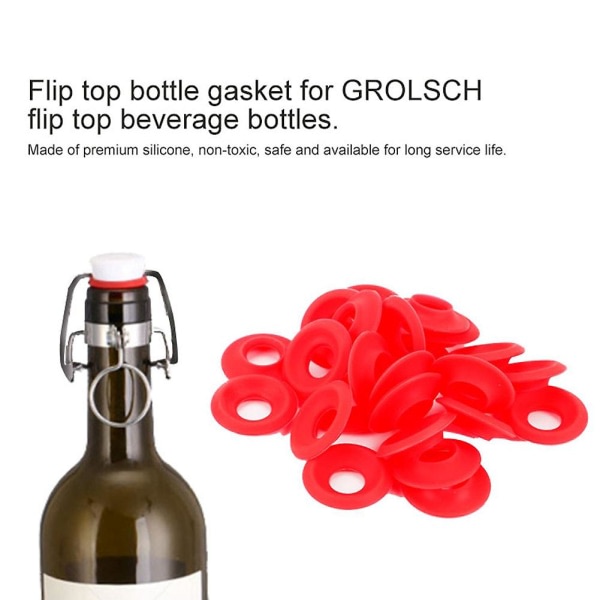 25 kpl punainen silikoni Grolsch tiivisteet swing flip top pulloon homebrew olutpullon tiivisteet