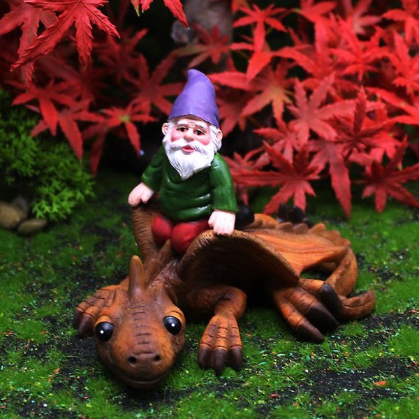 Gnome De Jardin, Statue De Nain Sur Un Dinosaure En Rsine, dekoration De Jardin