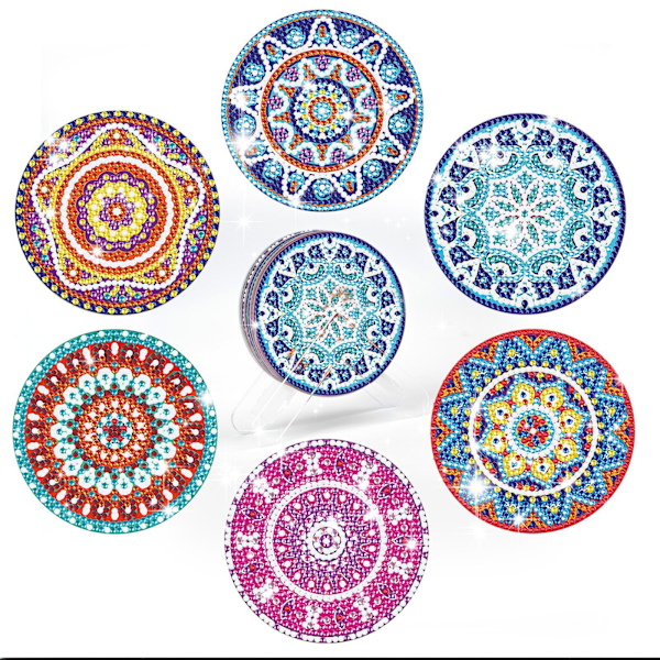 Set med 6 DIY Diamond Painting Coasters - Söta djur, Coaster Se