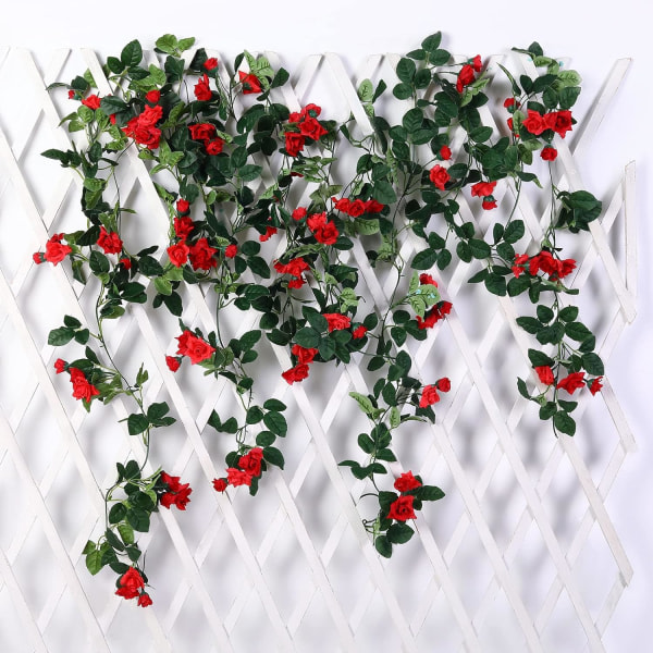 Rosenkrans konstgjord blomma, 2-pakning (15 fot) kransdekorationer, hängande blommor Rosor, bröllop, dekorasjon for hem, trädgårdshängande växter