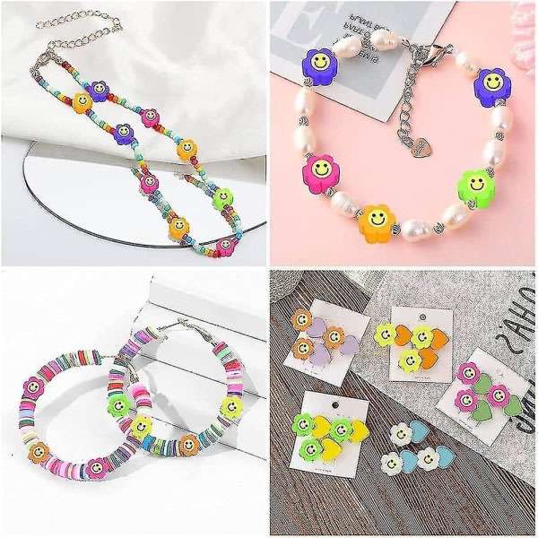 990 deler Smiley Polymer Clay Beads Fruktpärlor Färgglada trädpärlor DIY Armband Kedja Spacer Beads Kit Set for armband Hårband
