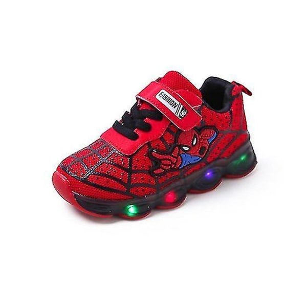 Børn Sportssko Spiderman Lighted Sneakers Børn Led Luminous Sko til drenge rød 35