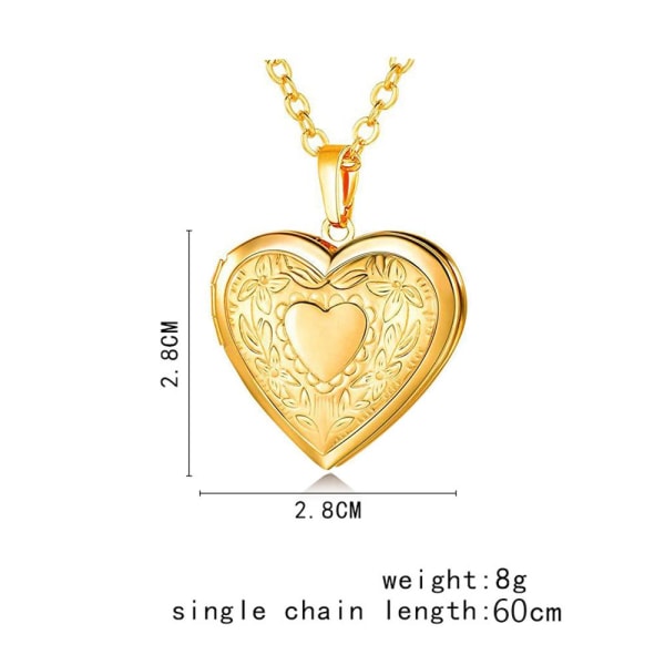 Love Heart Secret Message Medaljong Halskjede gold