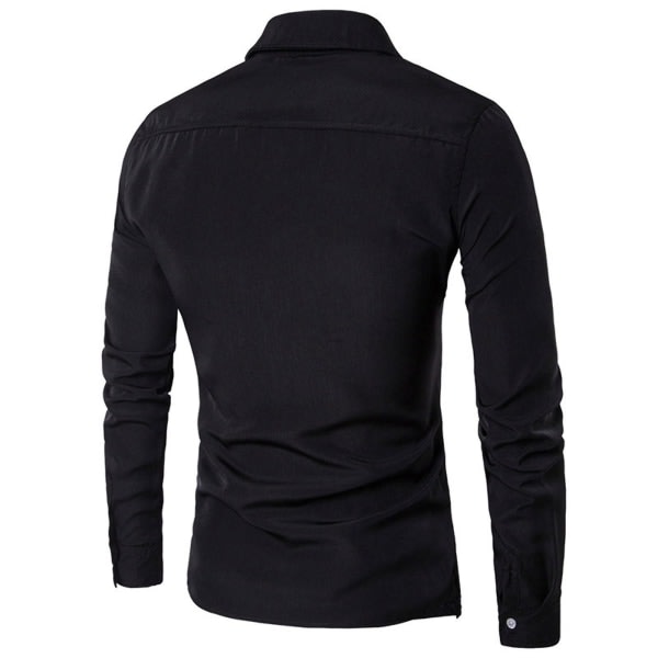 Herröverdelar långärmad skjorta Formell affärsskjorta Black L