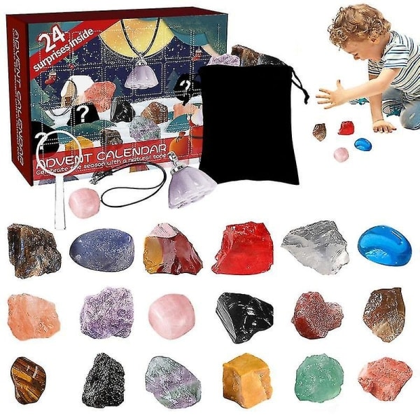 2023 jul adventskalender 24 dagars malm adventskalender Nyår Rocks Gems Blind Box Present för barn Nedräkningskalendrar