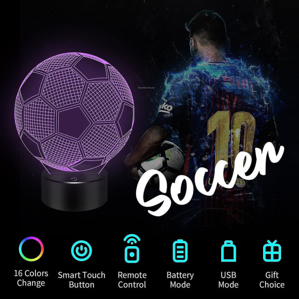 Shxx Soccer 3d , I 16 S Changing Touch/Remote Soccer 3d Illus Lamp 3d10l-393