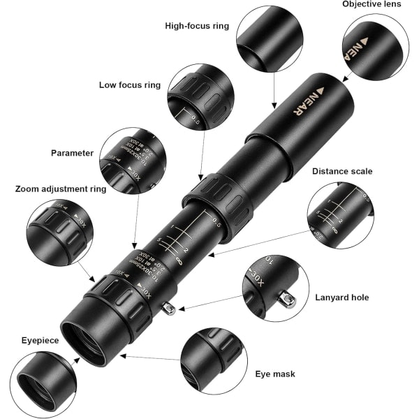 Tehokas Mini Musta Teleskooppi Zoom Säädettävä Optinen Monokulaarinen Teleskooppi Vaellus Leirintämatkat