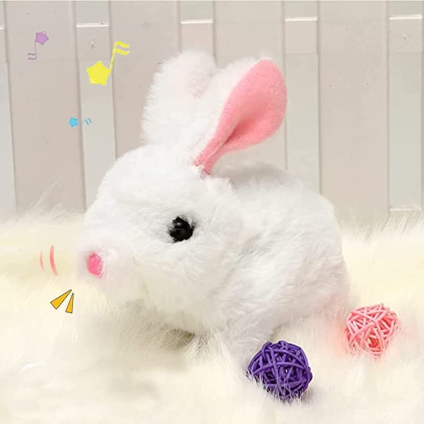 Elektrisk kaninlegetøj Pædagogisk interaktivt legetøj Børnefyldte gaver Hoppegyngeører Høre lyde (hvid) (batteri ikke inkluderet)