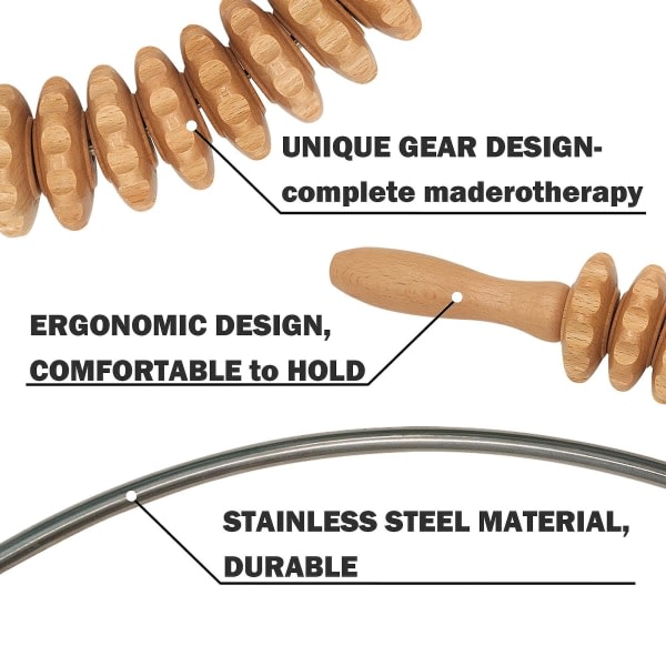 Træterapi Massageredskab Anticellulite Massage Talje Lår Muskel Rulle Massagerulle Maderoterapi Træ