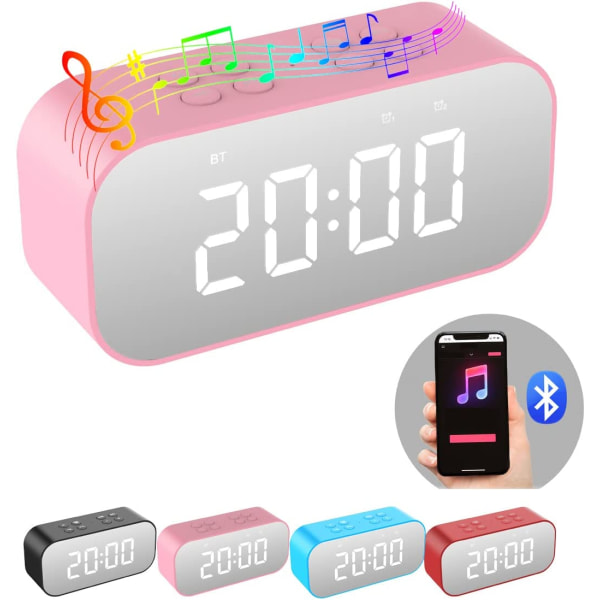 Digital väckarklocka med bluetooth högtalare, spegellarm