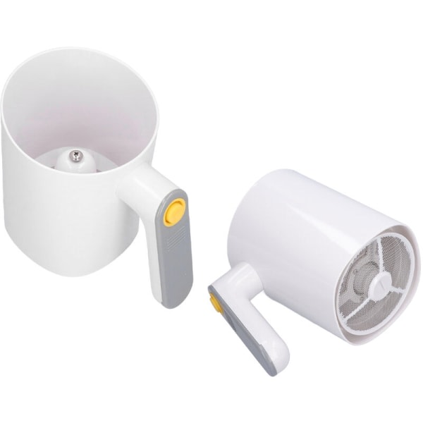Mjölsikt 2 användningssätt Handhållen elektrisk koppformad vit pulversikt för att baka mjöl florsocker hemma