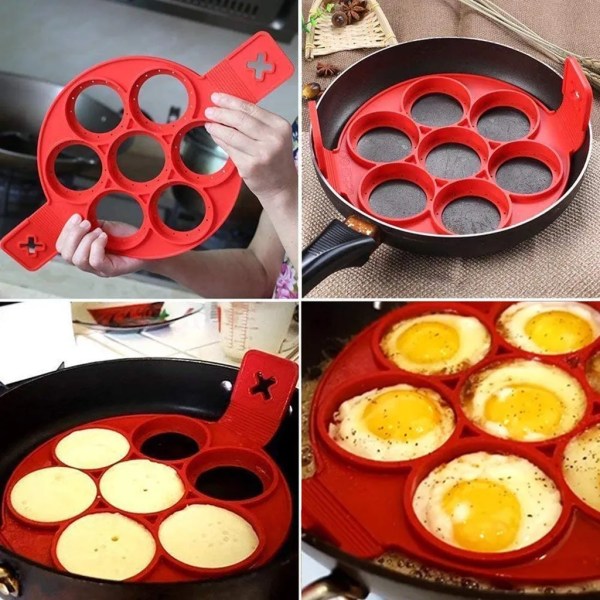 Non-Stick Silikon Eggring Form Silikon Pannekake Former Pannekake Egg DIY Form for Runde Egg Muffins Pannekaker