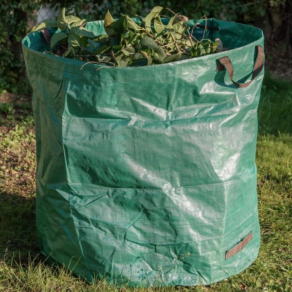 2x Trädgårdspåse med bärhandtag - Vikbar trädgårdsavfallspåse XXL - Rivsäker hopfällbar container for löv and greent avfall (500 l - 2 st)