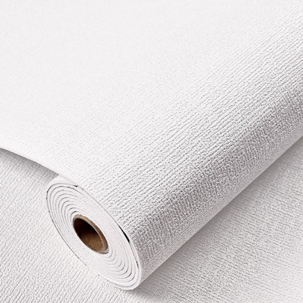 Faux linne tekstureret tapet Avtagbar selvhæftande stick kontakt papir vægdörr for accent væg vit soveværelse