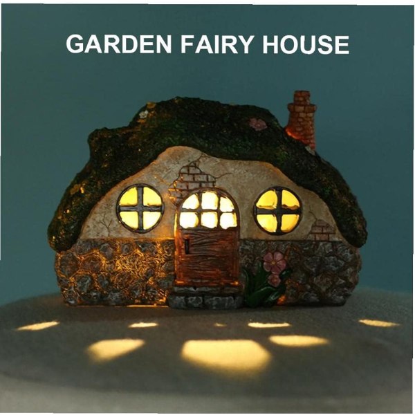 Garden Fairy House Solar LED Light Waterproof Resin Garden