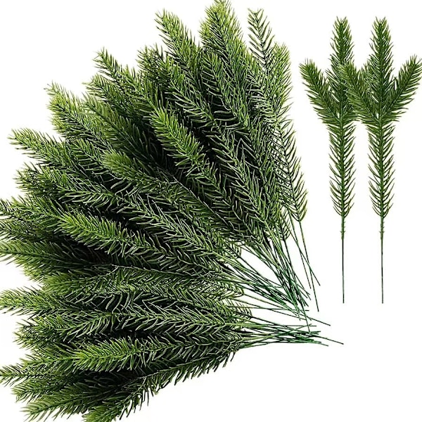 30 stk 10,24 x 3,94 tommer Kunstig Granbar Grønne Blader Nålkrans Grønne Planter Krans Nålkrans Julepynt