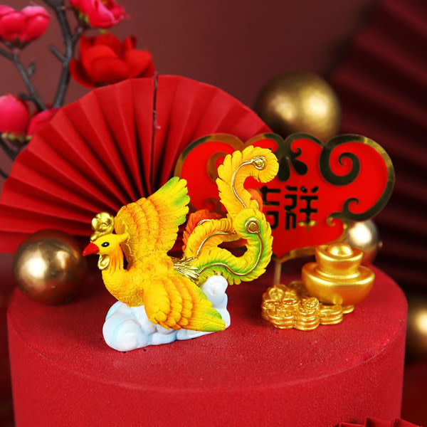 Dragon Phoenix Bring Prosperity, Hartsdekorationer Bakad tårtdekoration Nyårsfestivaldekoration Jälkiruokakoriste i antik stil (Fenix)