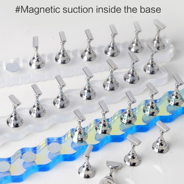 1 kpl akryylikynsien muotoiluharjoitusteline Magneettinen kynsienpidikeharjoitusteline kynsien esille DIY kynsikristallipidike A