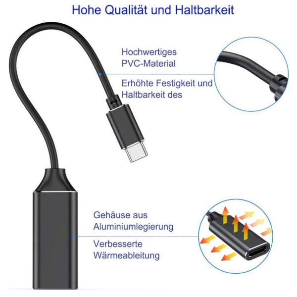 USB C , typ c till HDMI 4K-adapter (Thunderbolt 3-kompatibel) (svart)