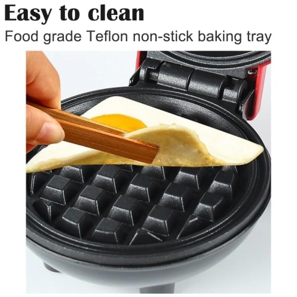 Mini vaffeljern, EU 4 tommers vaffeljern med kompakt design, lett å rengjøre, non-stick overflate, perfekt for frokost, dessert, sandwich black