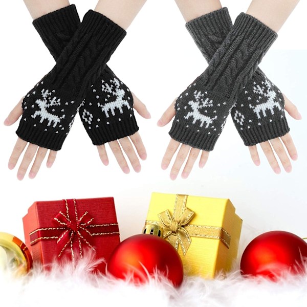 Vinter Fingerless Handsker - Dame Arm Varmer Handsker Strik Croch DXGHC