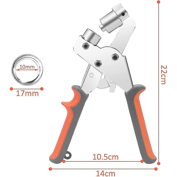 Øjetænger, professionelt sæt med 100 stykker (indre 10 mm) metaløjer til læderstof presenning Pvc gardinklipper høj kvalitet