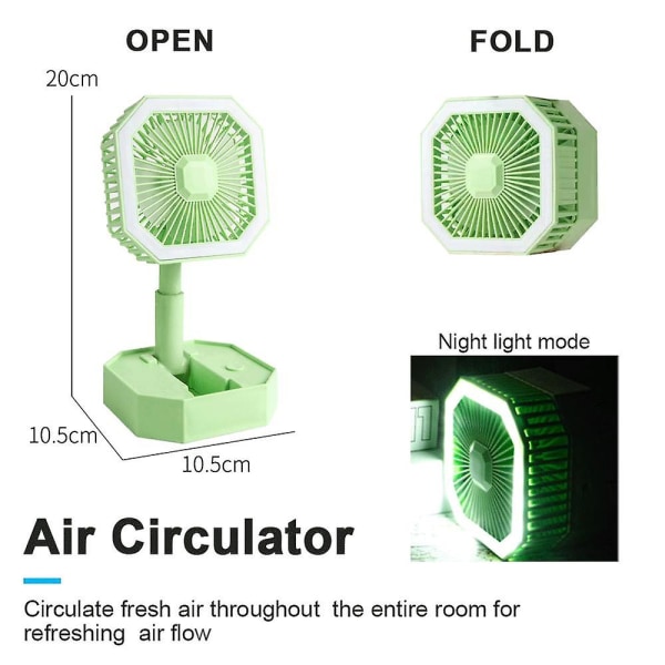 USB-genopladelig skrivebordsventilator - bærbar, sammenklappelig, let og lille ventilator green
