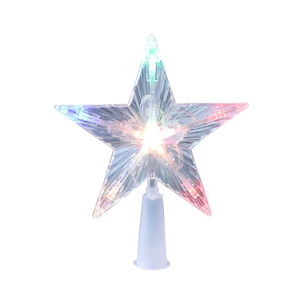 3D lysende femuddig stjerne LED Transparent femuddig stjerne julgran Toppdekoration Prydnad Flerfärgad