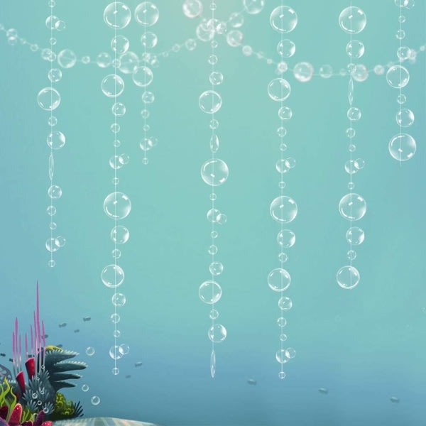 4 st Under havet White Bubble Girlander för Little Mermaid Festdekorationer 2D Bubble Coutout Girlander hängande bubblor