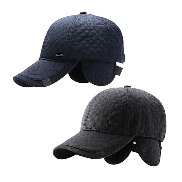 2 KPL Keskiaikainen miesten lippalakki korvaläpillä SININEN & HARMAA blue&grey