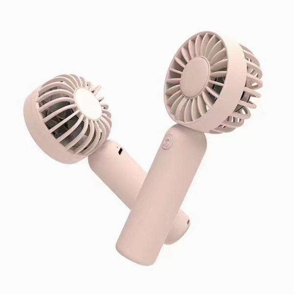 Mini bærbar ventilator, dobbelt motor kraftfuld håndholdt ventilator, 3-trins personlig lille skrivebordsventilator pink