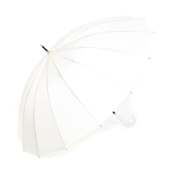 16 Revben halvautomatiska paraplyer Portable J Stick Dual Use Paraplyer för utomhusresor Vit
