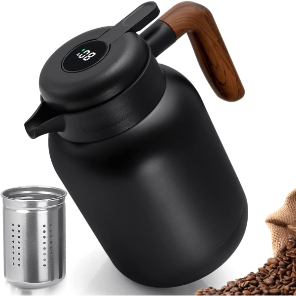 Thermoskanne 1,5 L, Kaffeekanne Thermo aus Doppelwandige 316 Edelstahl