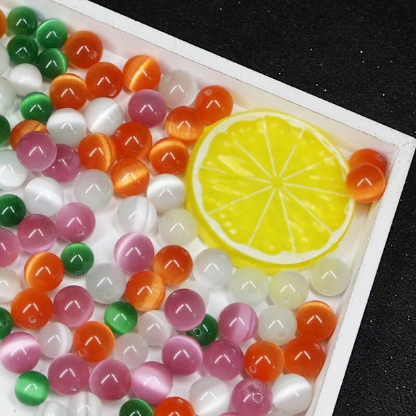 Luonnonkivi Vaaleanpunainen Valkoinen Kuukivi Kissan Silmä Helmiä Korujen Tekemiseen Sileät Irtoavat Välihelmiä Opal DIY Rannekoru Kaulakoru mixed color
