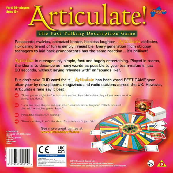 Articulate Family Board Game, The Fast Talking Description Game för vuxna och barn lämpligt från 12+ år för 4-20+ spelare