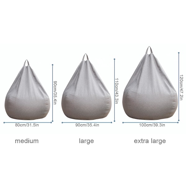 Uusi Extra Suuri Beanbag-tuoli Sohvapeite Sisätiloihin Lazy Lounger Aikuisten ja Lasten Kampanjahinta Harmaa Gray 100 * 120cm