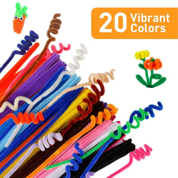 200 stk. Piberensere Håndværksmaterial Flerfarvede Chenillestammer til Kunsthåndværk Kreative DIY-dekorationer