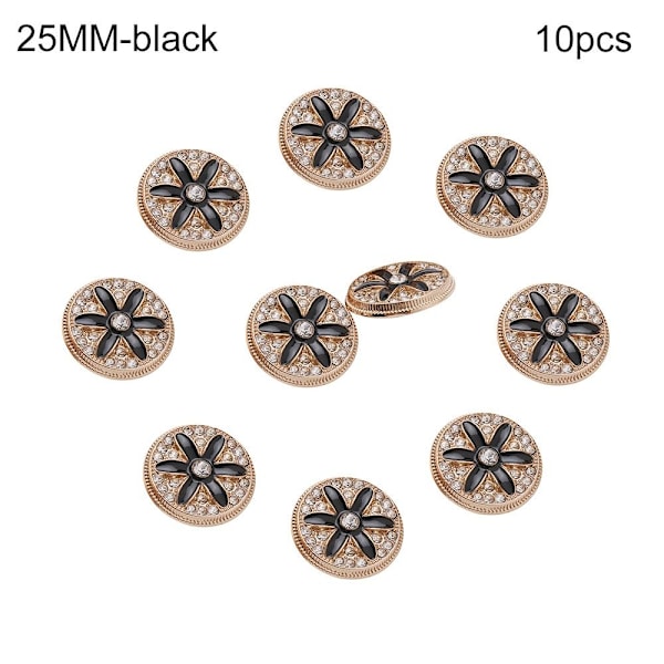 10 st metall strass knappar skjorta knappar SVART 25MM10ST black 25MM10pcs-10pcs