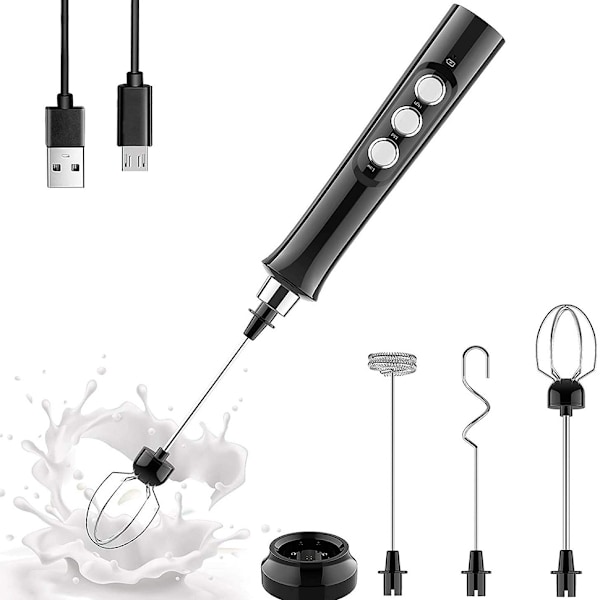 Elektrisk melkeskummer med dobbelt visp, USB-ladbare